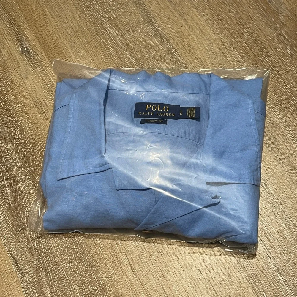 Polo Ralph Lauren Mens Classic Fit Button Up Shirt Blue Short‎ Sleeve Casual
